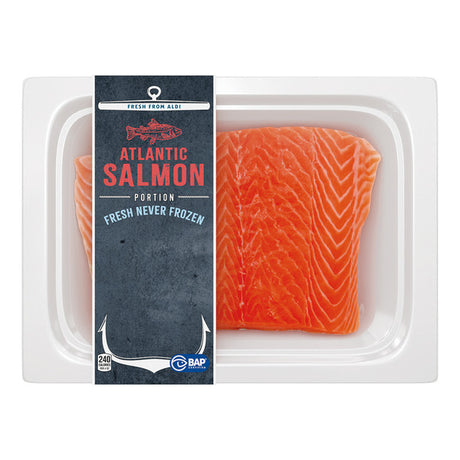 Fresh Never Frozen Atlantic Salmon Portion, per lb