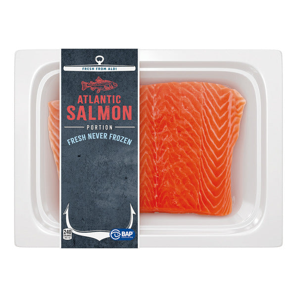 Fresh Never Frozen Atlantic Salmon Portion, per lb