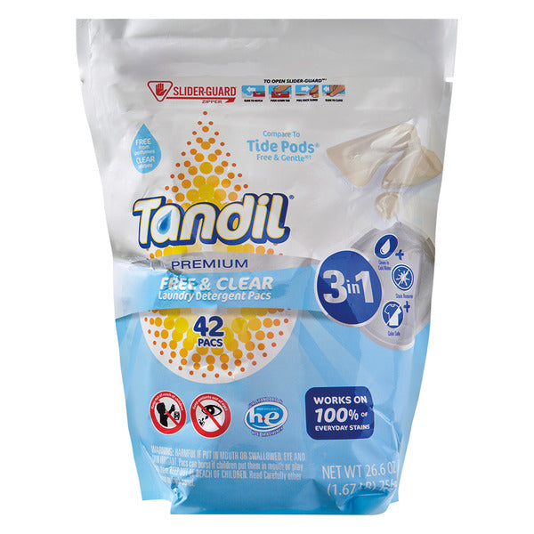 Tandil Free & Clear Premium Laundry Detergent Pacs, 42 count
