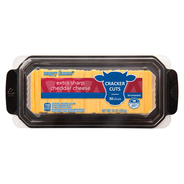 Happy Farms Extra Sharp Yellow Cheddar Cracker Cuts Slices, 30 count