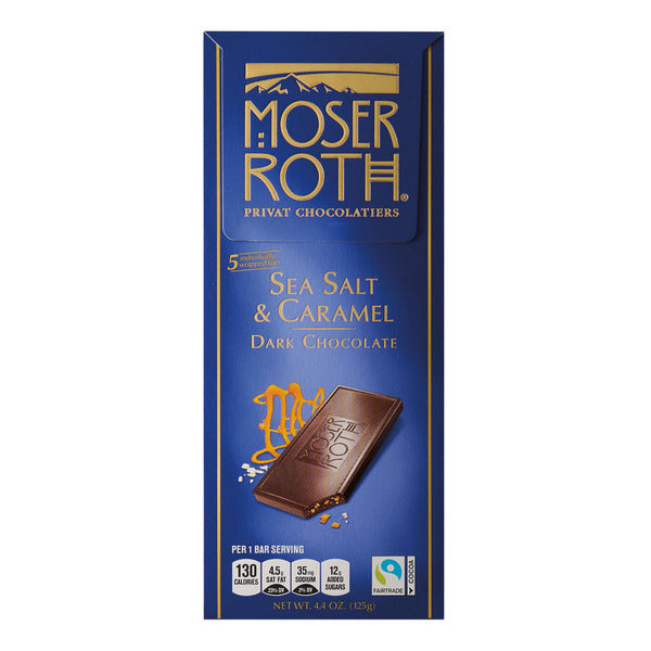 Moser Roth Sea Salt & Caramel Dark Chocolate Bars, 5 count
