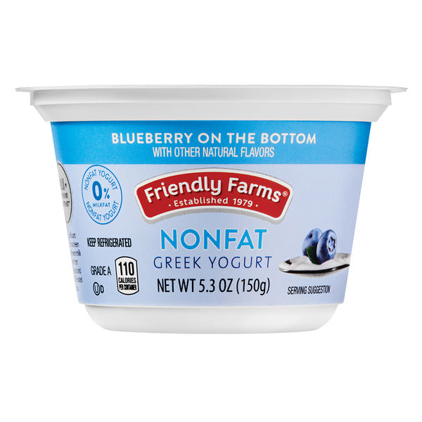 Friendly Farms Blueberry Non-Fat Greek Yogurt, 4 count
