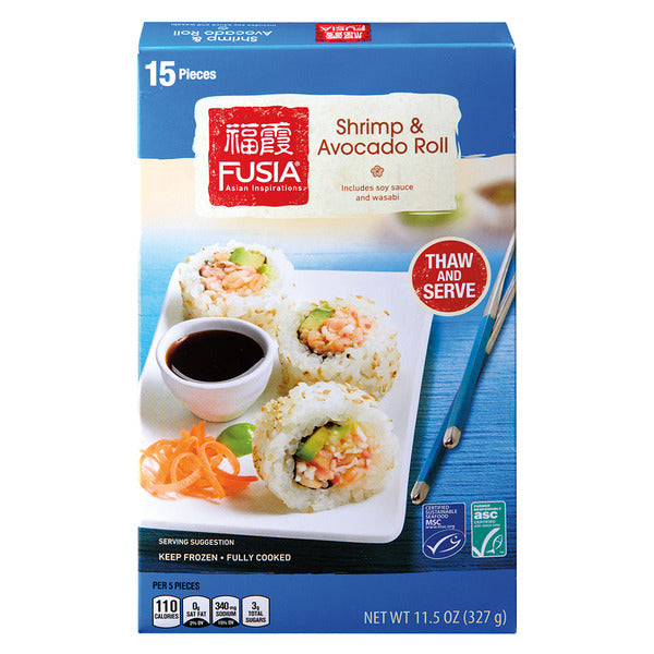 Fusia Asian Inspirations Shrimp & Avocado Sushi Roll, 15 count