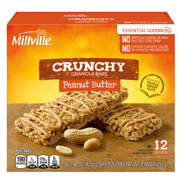 Millville Peanut Butter Crunchy Granola Bar 2 packs, 6 count