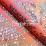 Laser Tag Holo Nylon Spandex Fabric - Mosaic Hologram, Tie Dye Multi, Purple Pink, Pink Orange, 58/60" Width (1 Yard)
