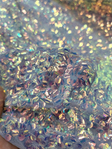 Lavender Sequin Embroidery Stretch Mesh Fabric