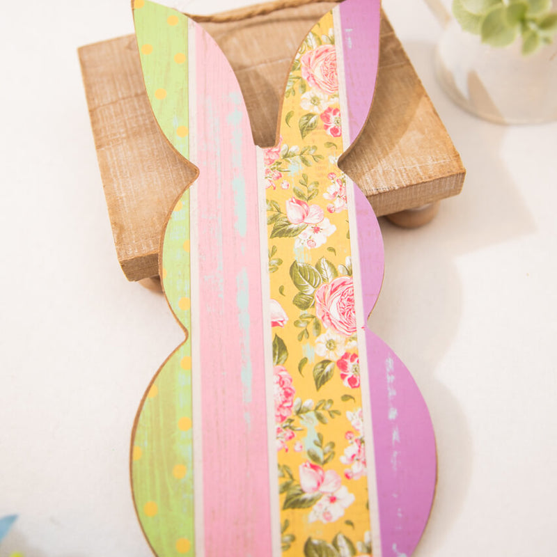 10" Pink/Lavender/Yellow/Green Pattern Rabbit