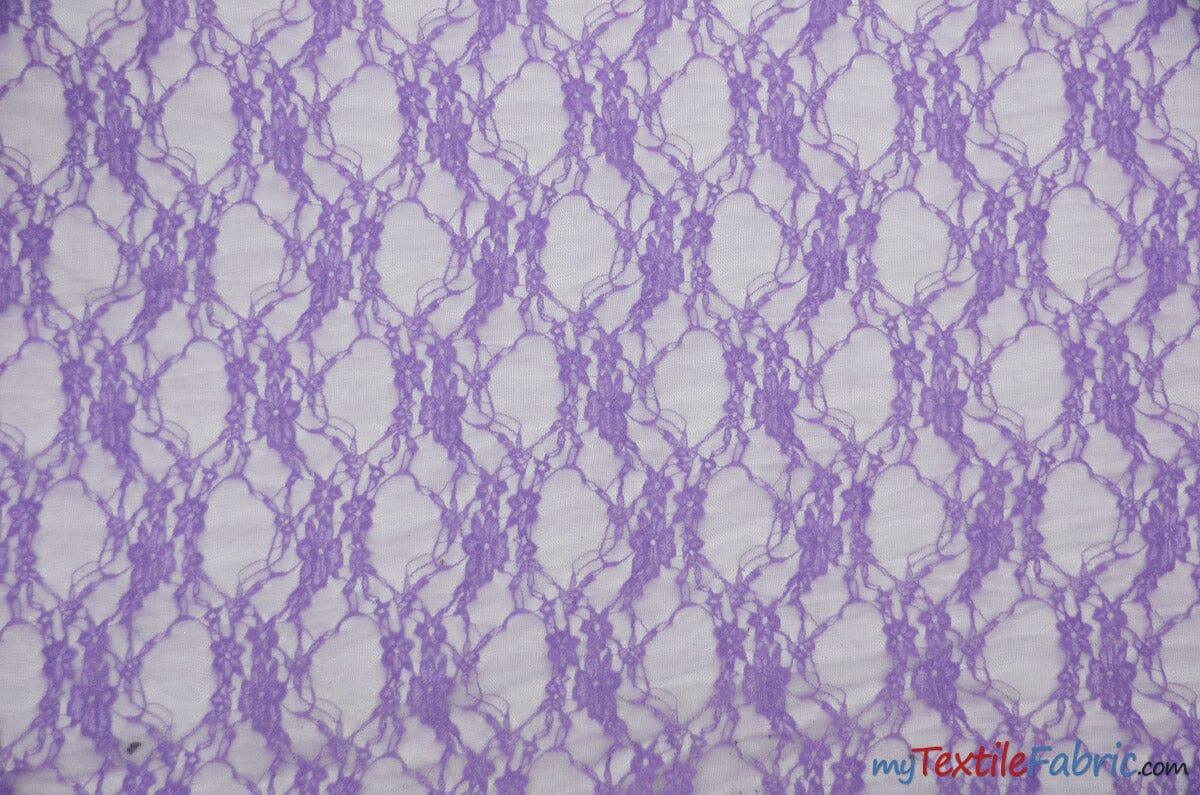 Giselle Floral Lace Polyester Spandex Fabric - Sheer Vintage Stretch Lace, 58/60" Width, Multiple Colors (1 Yard)
