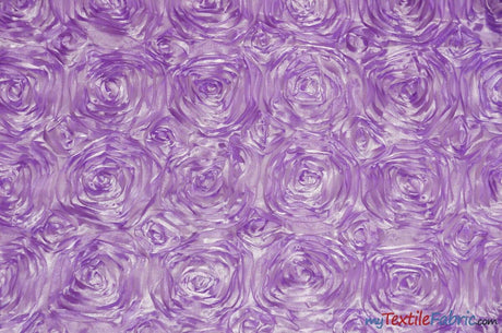 Rosette Satin Polyester Fabric - 3D Satin Floral Embroidery, 52/54" Width (Yards, Bolts, Sample Swatch)