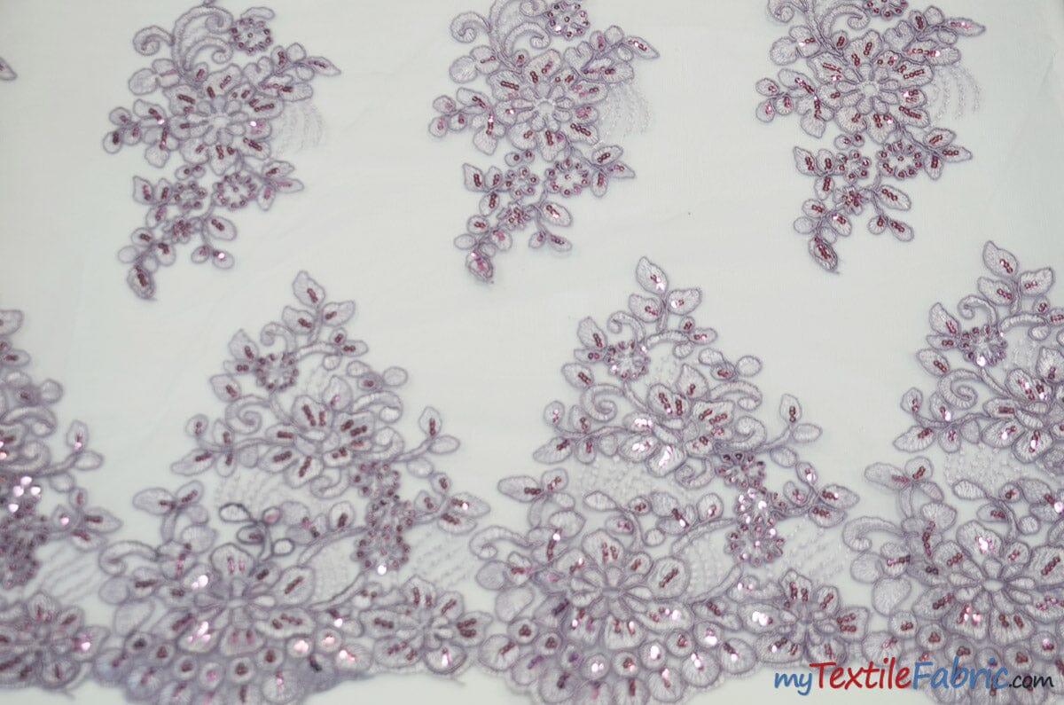 Camilla Embroidery Polyester Fabric - Flower Embroidery With Sequins, Sheer Bridal Lace, 52" Width (1 Yard)