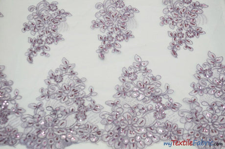 Camilla Embroidery Polyester Fabric - Flower Embroidery With Sequins, Sheer Bridal Lace, 52" Width (1 Yard)