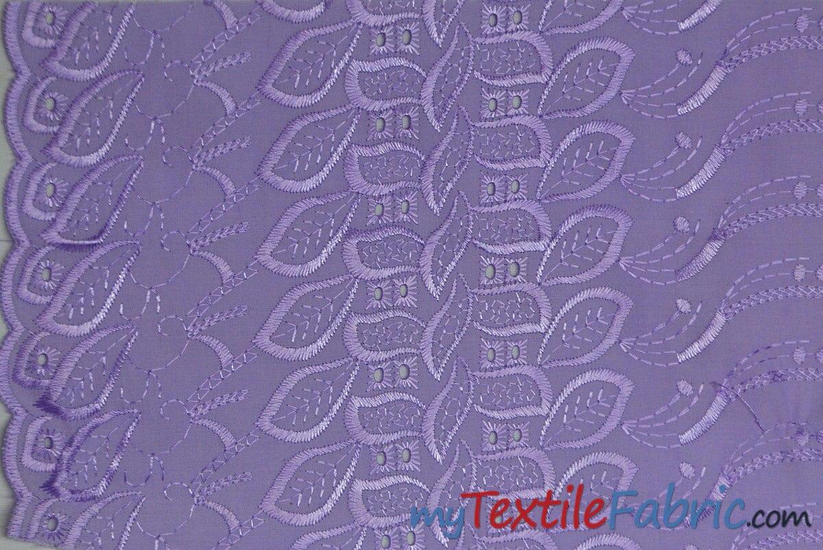 Polyester Cotton Eyelet Embroidery Fabric - One Side Scallop, 45" Wide, Multiple Colors (1 Yard)