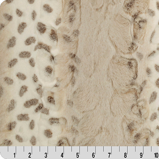Minky Fabric Ice Taupe Arctic Lynx Print