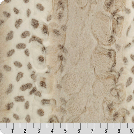 Minky Fabric Ice Taupe Arctic Lynx Print