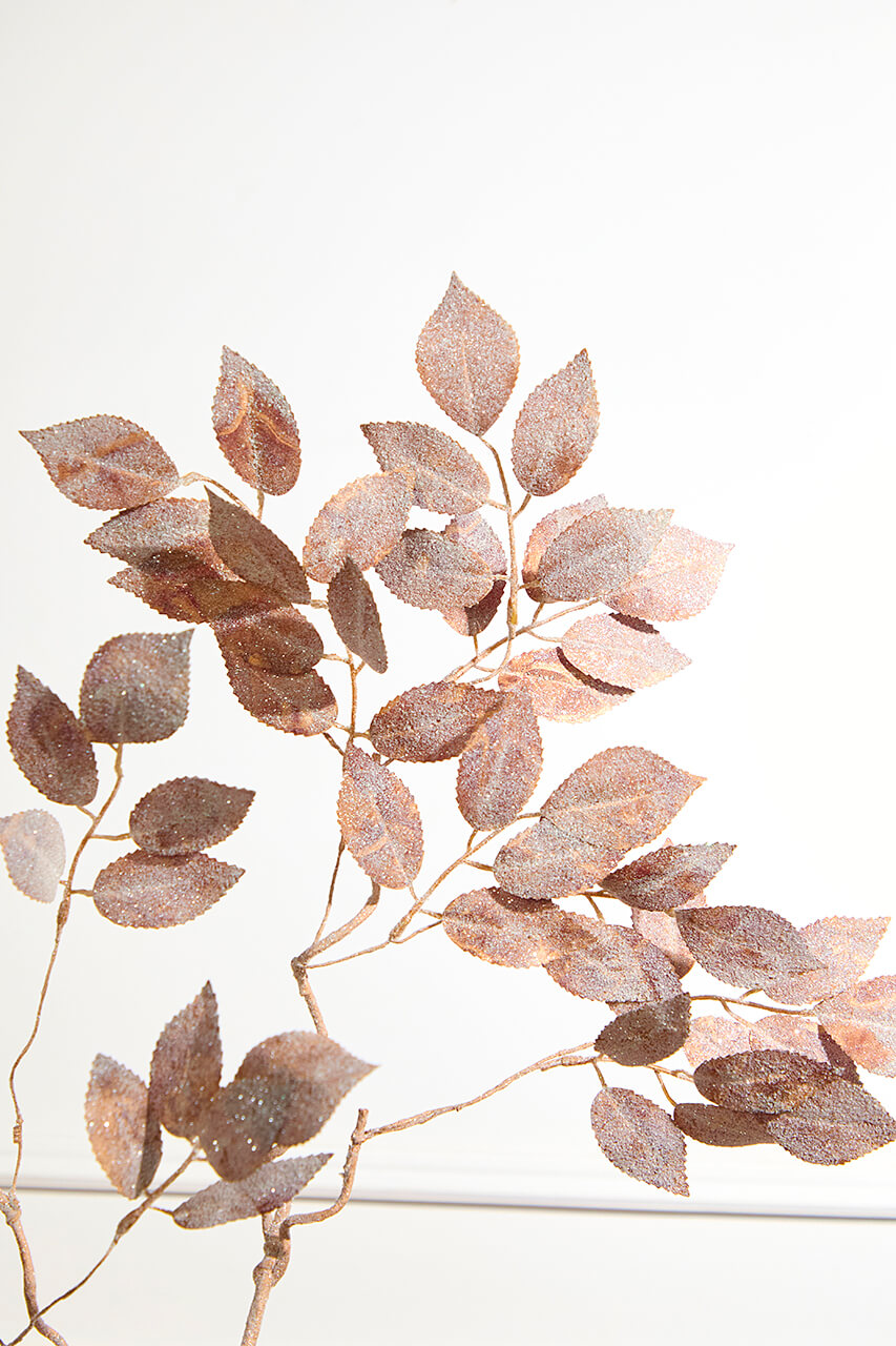 38" Bronze Glitter Leaf Spray
