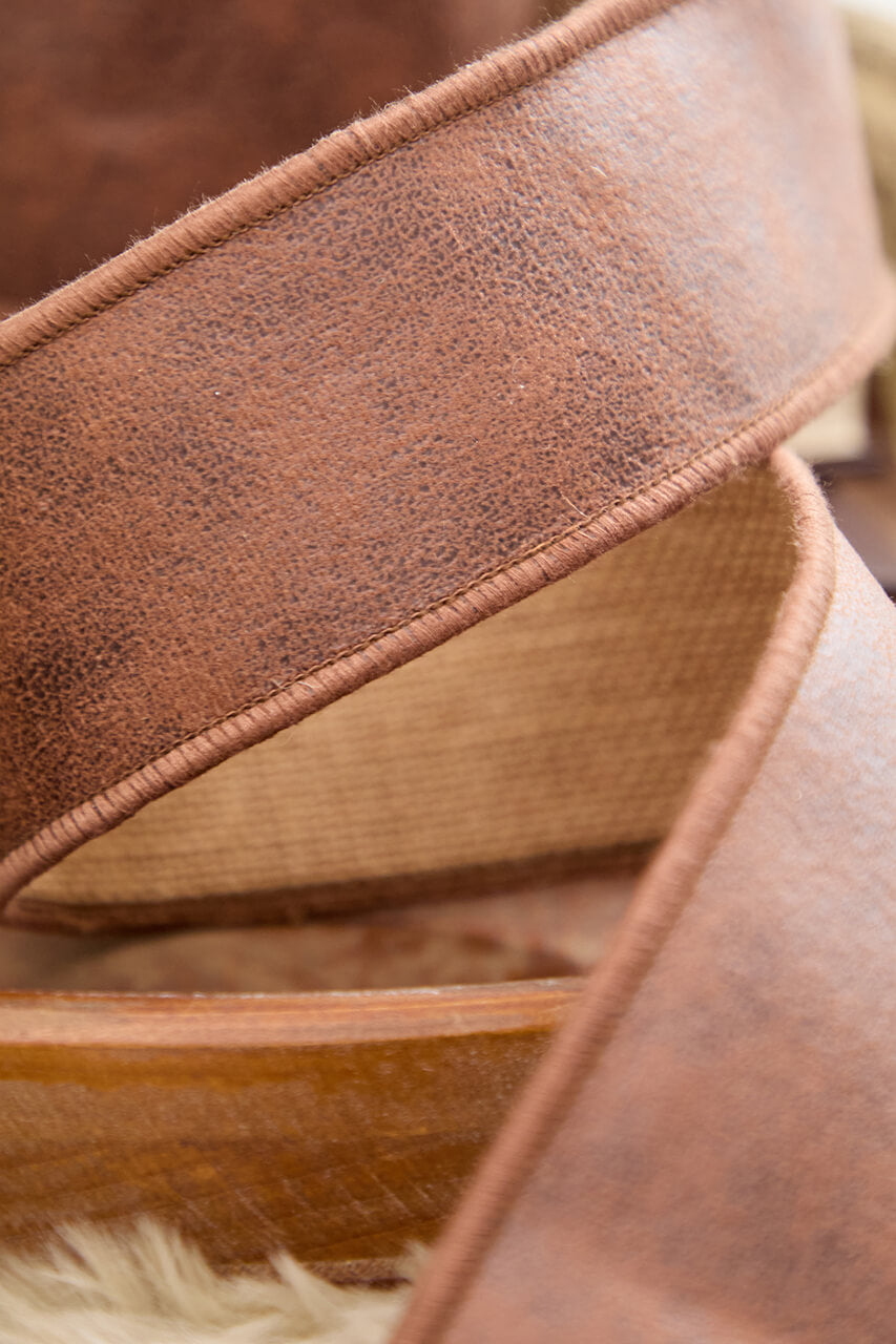 2.5" x 5 Yard Faux Leather & Jute Ribbon