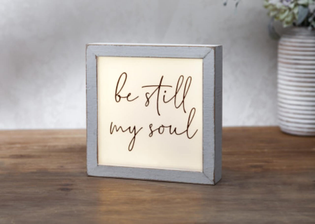 9" Square White Wood Plaque with LED Lights
