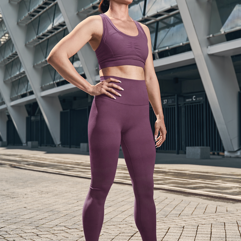 Athletic Jersey Knit Fabric Aubergine FlexSoft Nylon Spandex