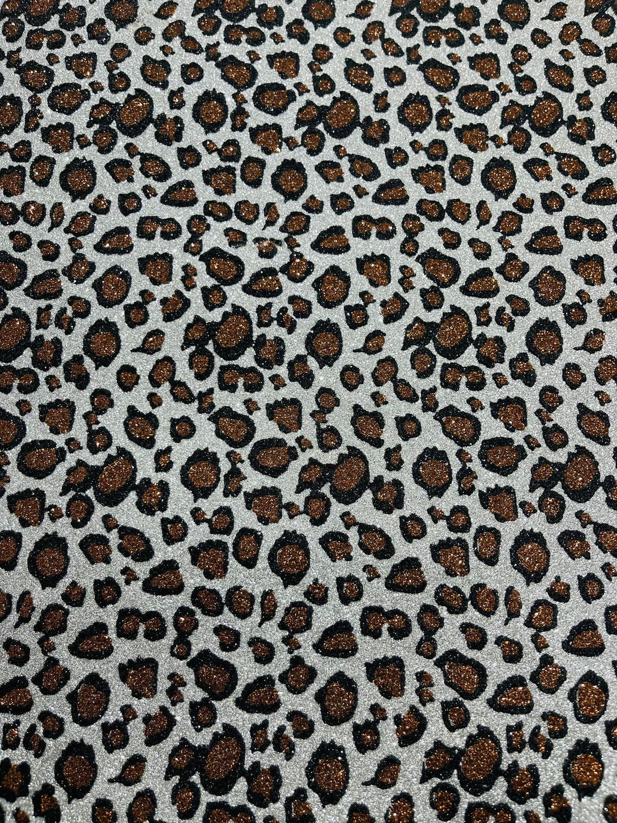 Leopard Glitter Canvas Vinyl Fabric - Leopard Print, 54" Width (1 Yard)