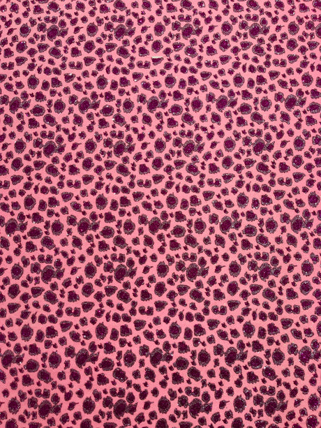 Leopard Glitter Canvas Vinyl Fabric - Leopard Print, 54" Width (1 Yard)