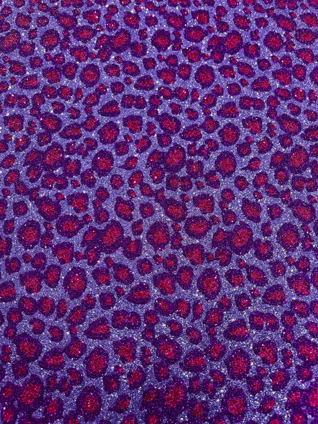 Leopard Glitter Canvas Vinyl Fabric - Leopard Print, 54" Width (1 Yard)