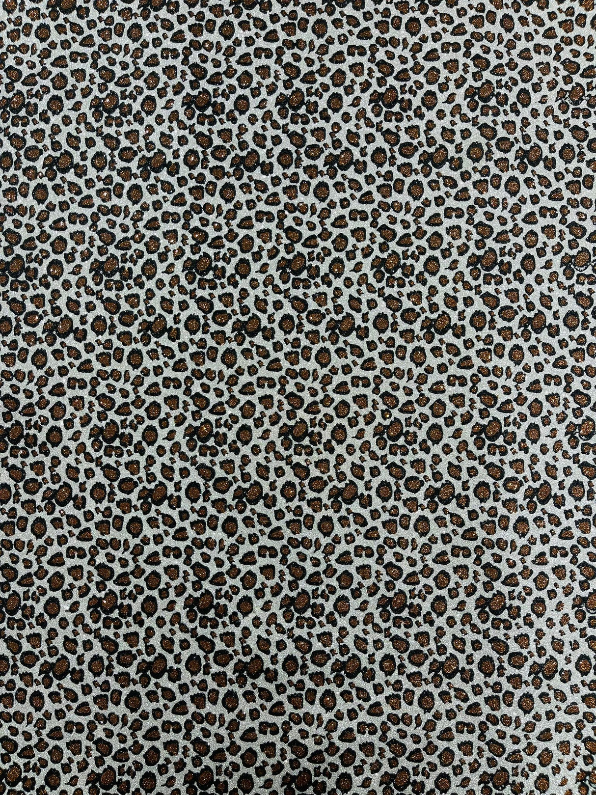 Leopard Glitter Canvas Vinyl Fabric - Leopard Print, 54" Width (1 Yard)