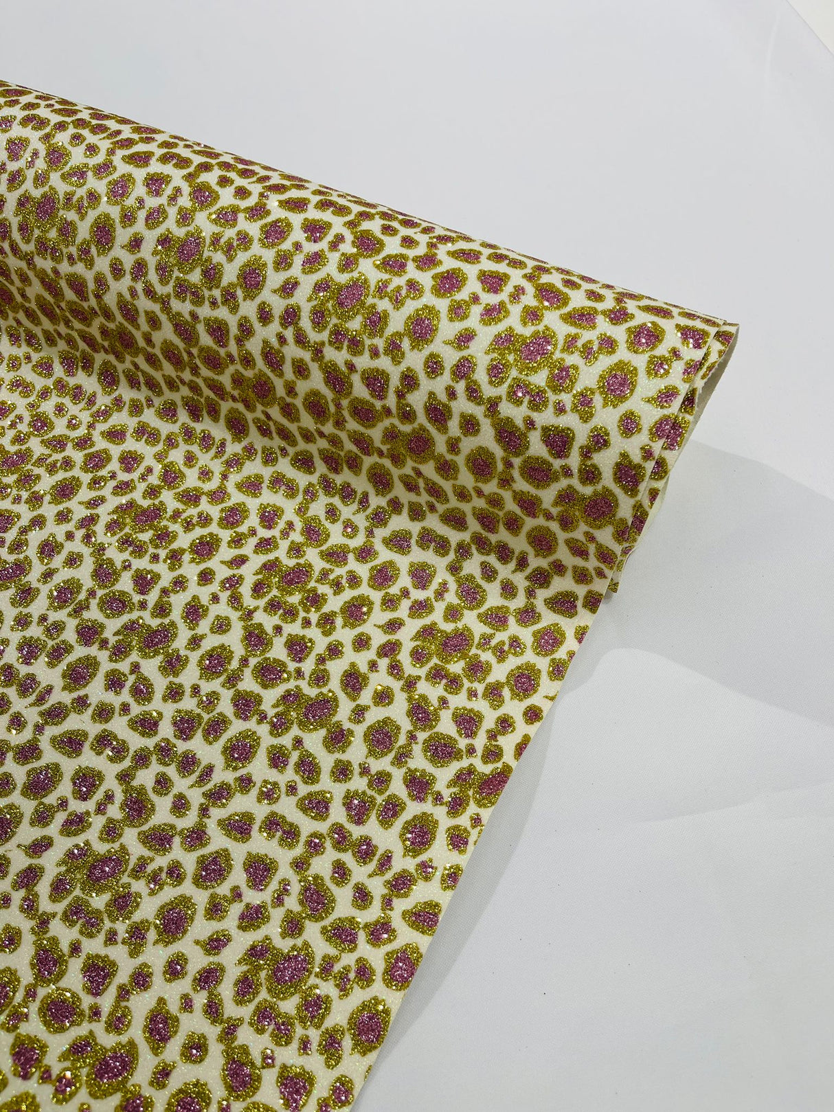 Leopard Glitter Canvas Vinyl Fabric - Leopard Print, 54" Width (1 Yard)
