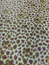 Leopard Glitter Canvas Vinyl Fabric - Leopard Print, 54" Width (1 Yard)