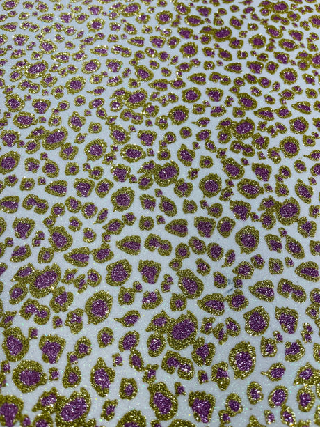 Leopard Glitter Canvas Vinyl Fabric - Leopard Print, 54" Width (1 Yard)