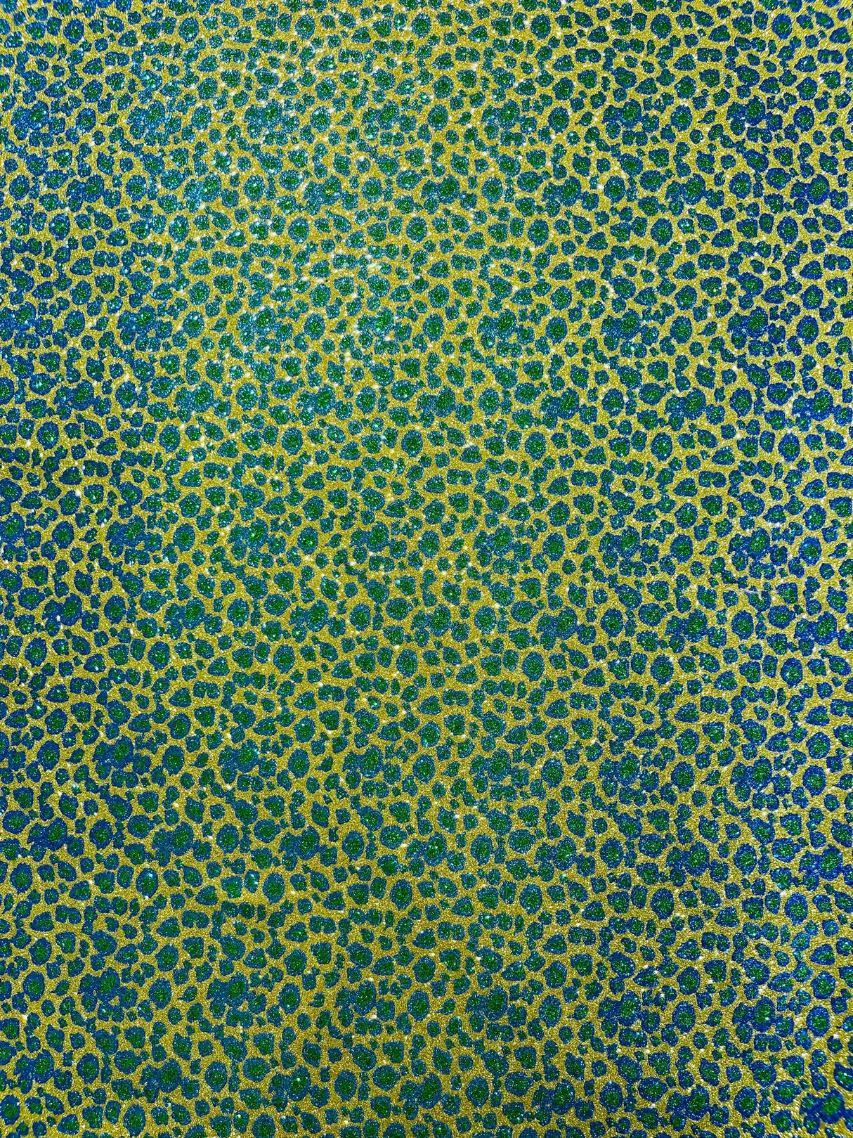 Leopard Glitter Canvas Vinyl Fabric - Leopard Print, 54" Width (1 Yard)