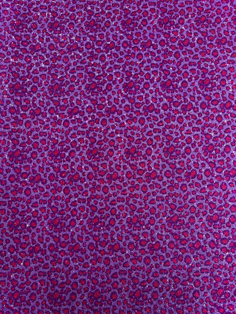 Leopard Glitter Canvas Vinyl Fabric - Leopard Print, 54" Width (1 Yard)