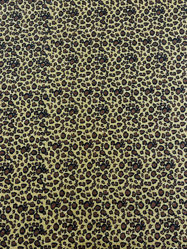 Leopard Glitter Canvas Vinyl Fabric - Leopard Print, 54" Width (1 Yard)