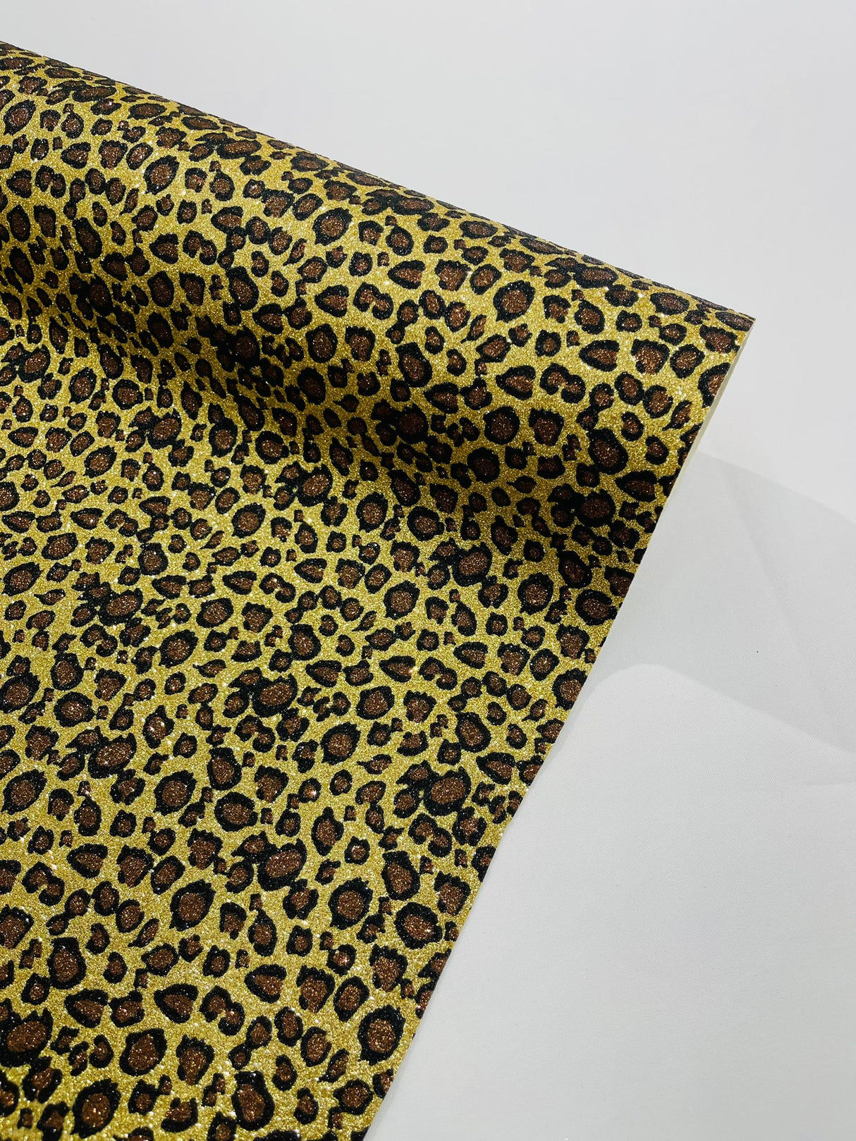 Leopard Glitter Canvas Vinyl Fabric - Leopard Print, 54" Width (1 Yard)