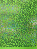 Leopard Oil Spill Metallic Print Nylon Spandex Fabric - Black, Purple, Green, Hot Pink Leopard Print, 58-60" Width (1 Yard)