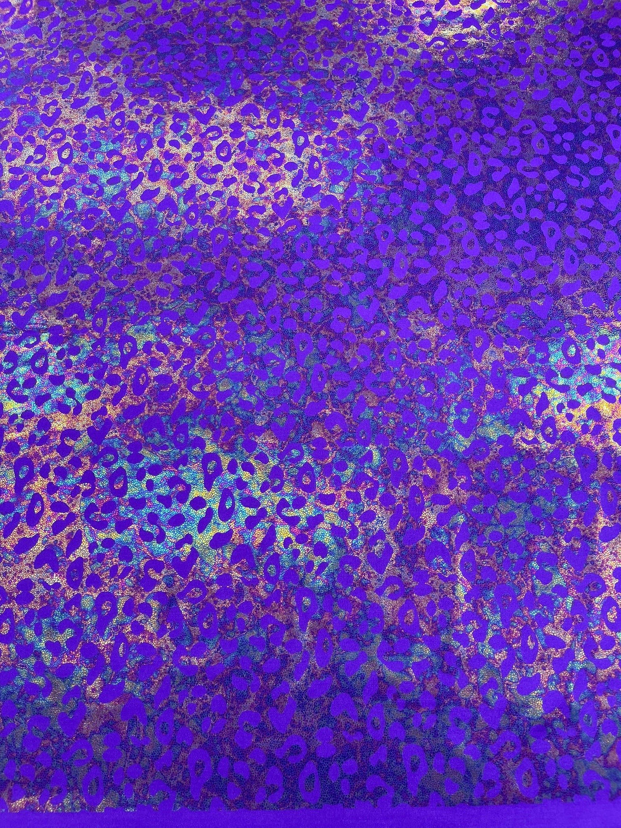Leopard Oil Spill Metallic Print Nylon Spandex Fabric - Black, Purple, Green, Hot Pink Leopard Print, 58-60" Width (1 Yard)