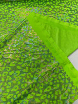 Leopard Oil Spill Metallic Print Nylon Spandex Fabric - Black, Purple, Green, Hot Pink Leopard Print, 58-60" Width (1 Yard)