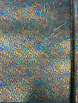 Leopard Oil Spill Metallic Print Nylon Spandex Fabric - Black, Purple, Green, Hot Pink Leopard Print, 58-60" Width (1 Yard)