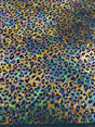 Leopard Oil Spill Metallic Print Nylon Spandex Fabric - Black, Purple, Green, Hot Pink Leopard Print, 58-60" Width (1 Yard)