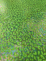 Leopard Oil Spill Metallic Print Nylon Spandex Fabric - Black, Purple, Green, Hot Pink Leopard Print, 58-60" Width (1 Yard)