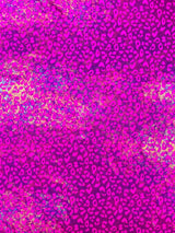 Leopard Oil Spill Metallic Print Nylon Spandex Fabric - Black, Purple, Green, Hot Pink Leopard Print, 58-60" Width (1 Yard)