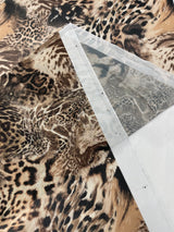 Leopard Print Power Mesh Nylon Spandex Fabric - Gold/Black Leopard Print, 58" Width (1 Yard)