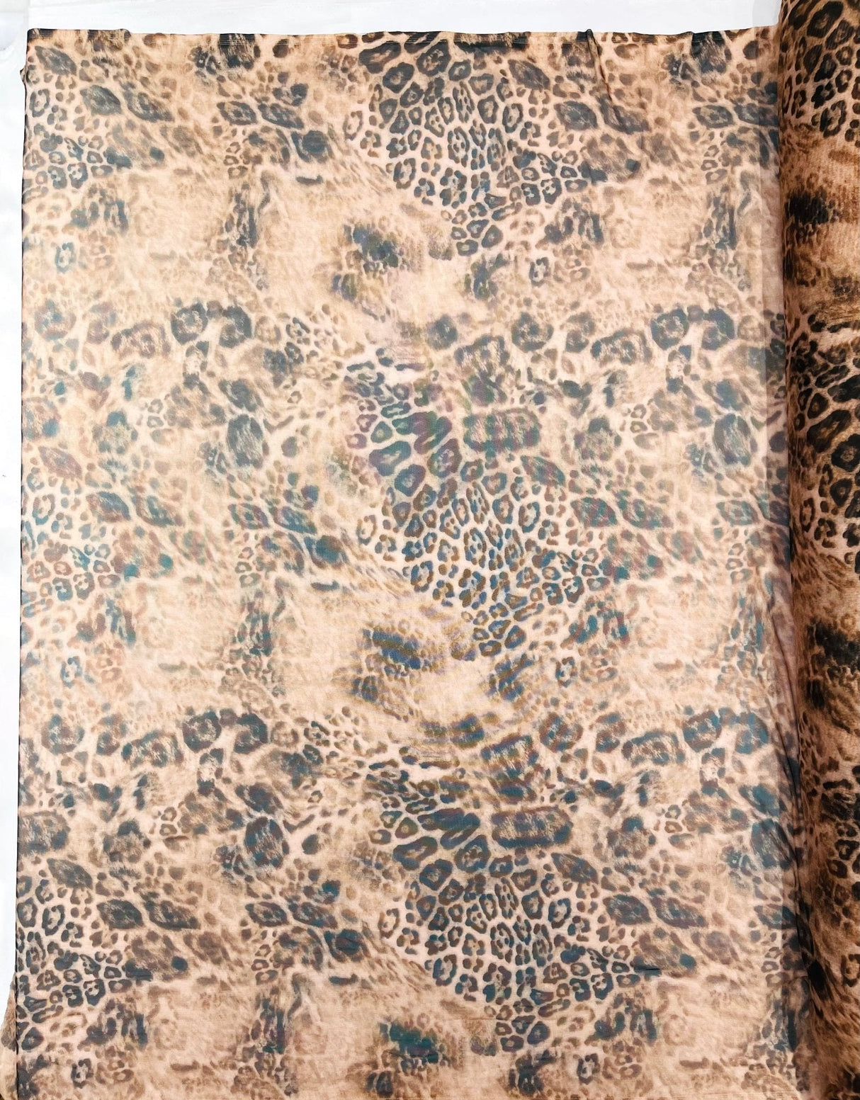 Leopard Print Power Mesh Nylon Spandex Fabric - Gold/Black Leopard Print, 58" Width (1 Yard)