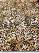 Leopard Print Power Mesh Nylon Spandex Fabric - Gold/Black Leopard Print, 58" Width (1 Yard)