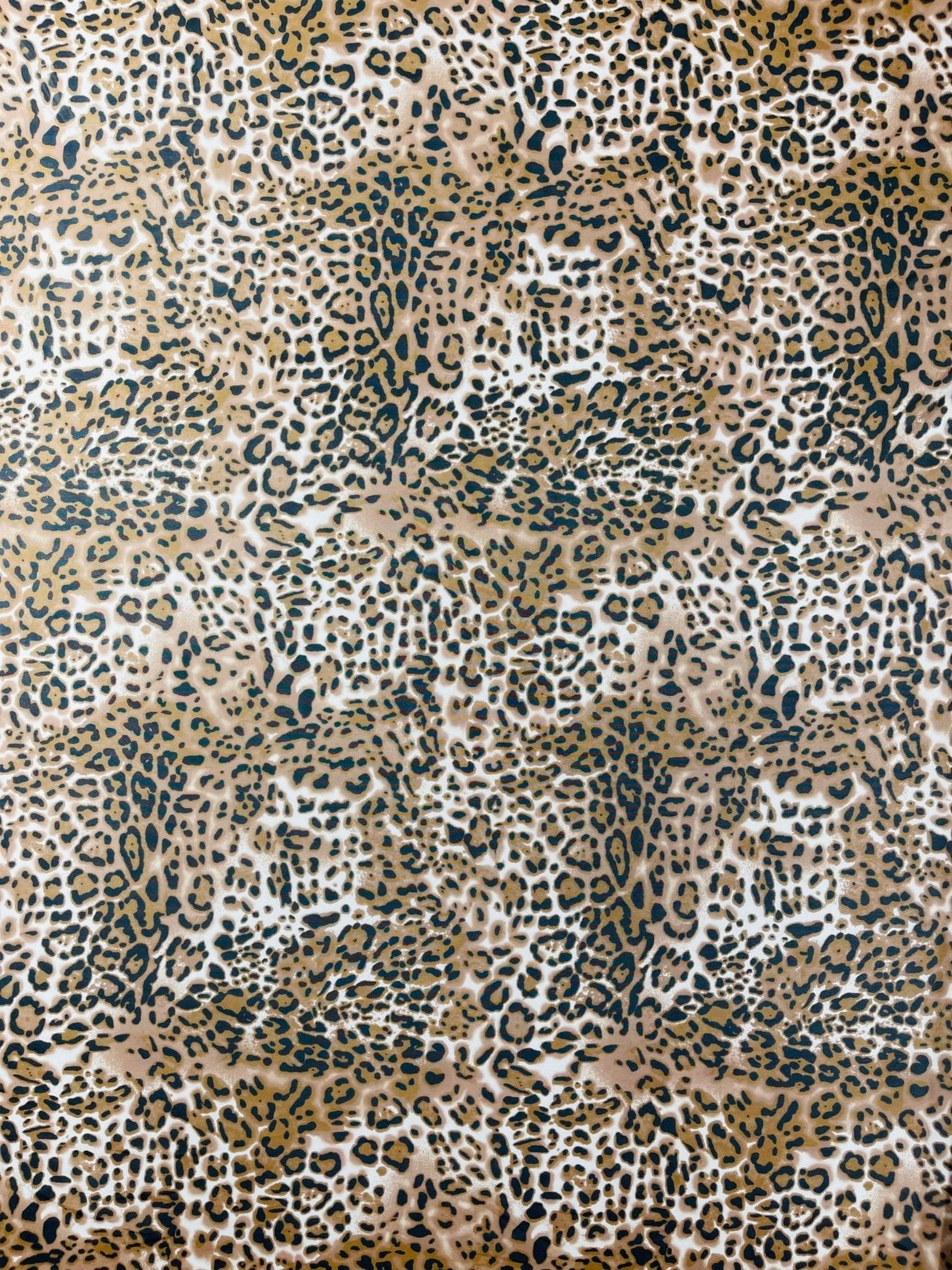 Leopard Print Power Mesh Nylon Spandex Fabric - Gold/Black Leopard Print, 58" Width (1 Yard)