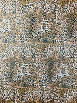 Leopard Print Power Mesh Nylon Spandex Fabric - Gold/Black Leopard Print, 58" Width (1 Yard)