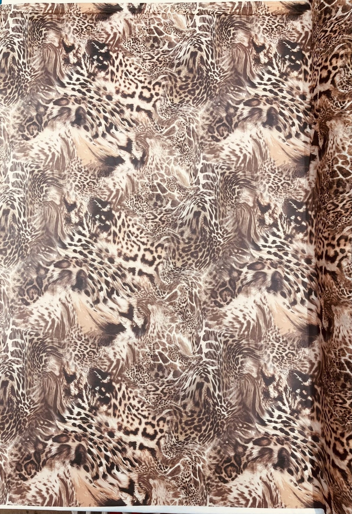 Leopard Print Power Mesh Nylon Spandex Fabric - Gold/Black Leopard Print, 58" Width (1 Yard)