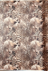 Leopard Print Power Mesh Nylon Spandex Fabric - Gold/Black Leopard Print, 58" Width (1 Yard)