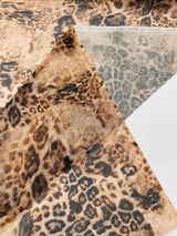Leopard Print Power Mesh Nylon Spandex Fabric - Gold/Black Leopard Print, 58" Width (1 Yard)