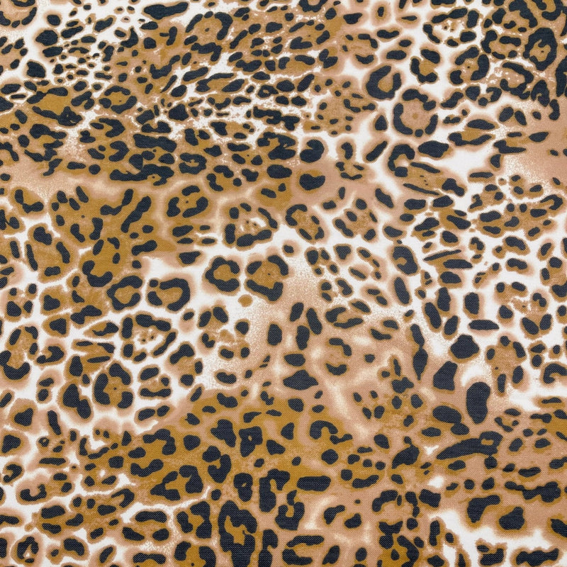 Leopard Print Power Mesh Nylon Spandex Fabric - Gold/Black Leopard Print, 58" Width (1 Yard)