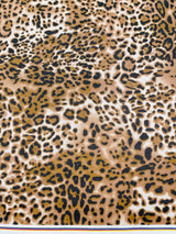 Leopard Print Power Mesh Nylon Spandex Fabric - Gold/Black Leopard Print, 58" Width (1 Yard)